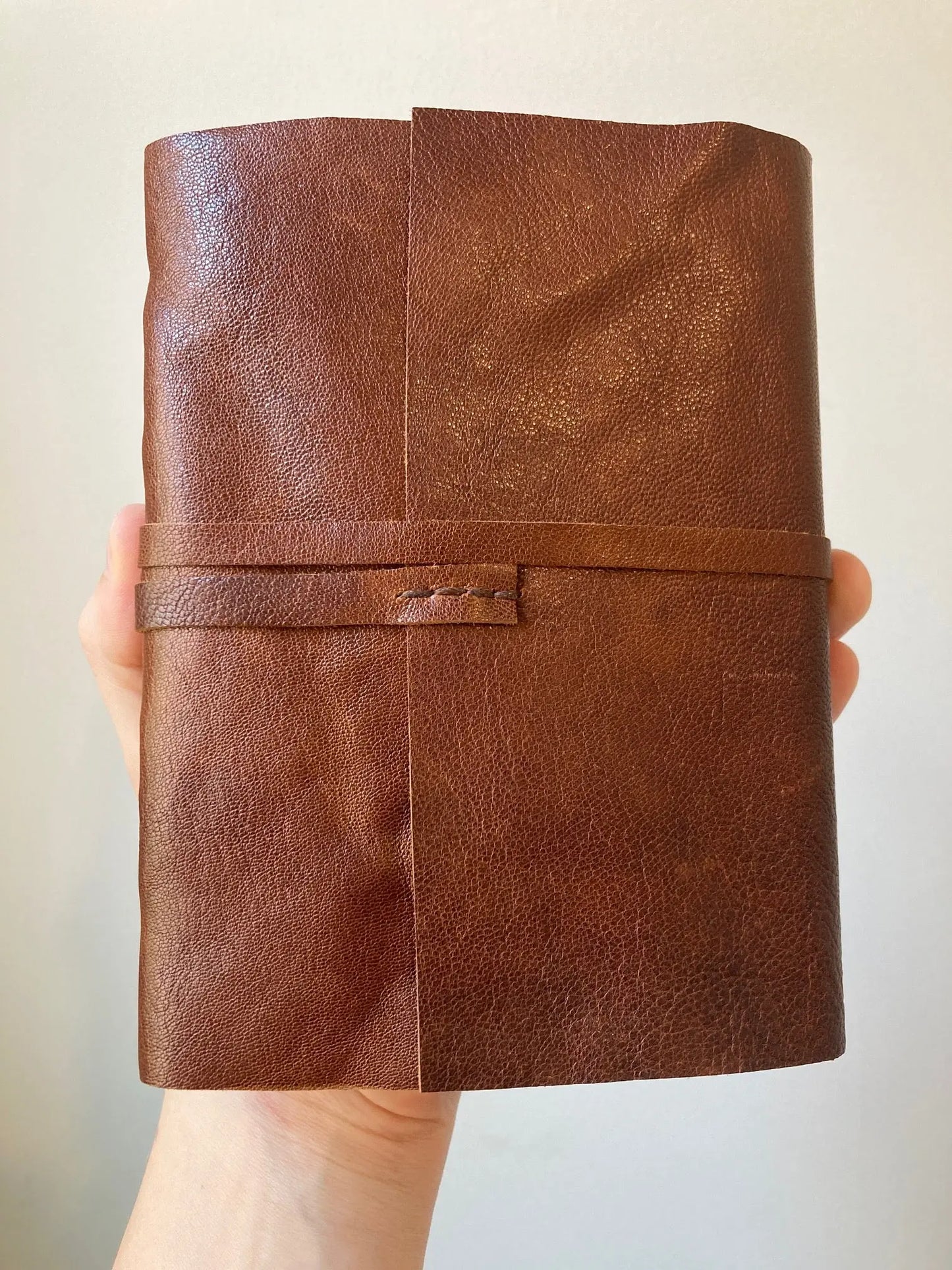 Auburn Brown Leather Journal - Diamond Binding Style Thrive Handmade Scrap Leather Journals Handmade in Philadelphia