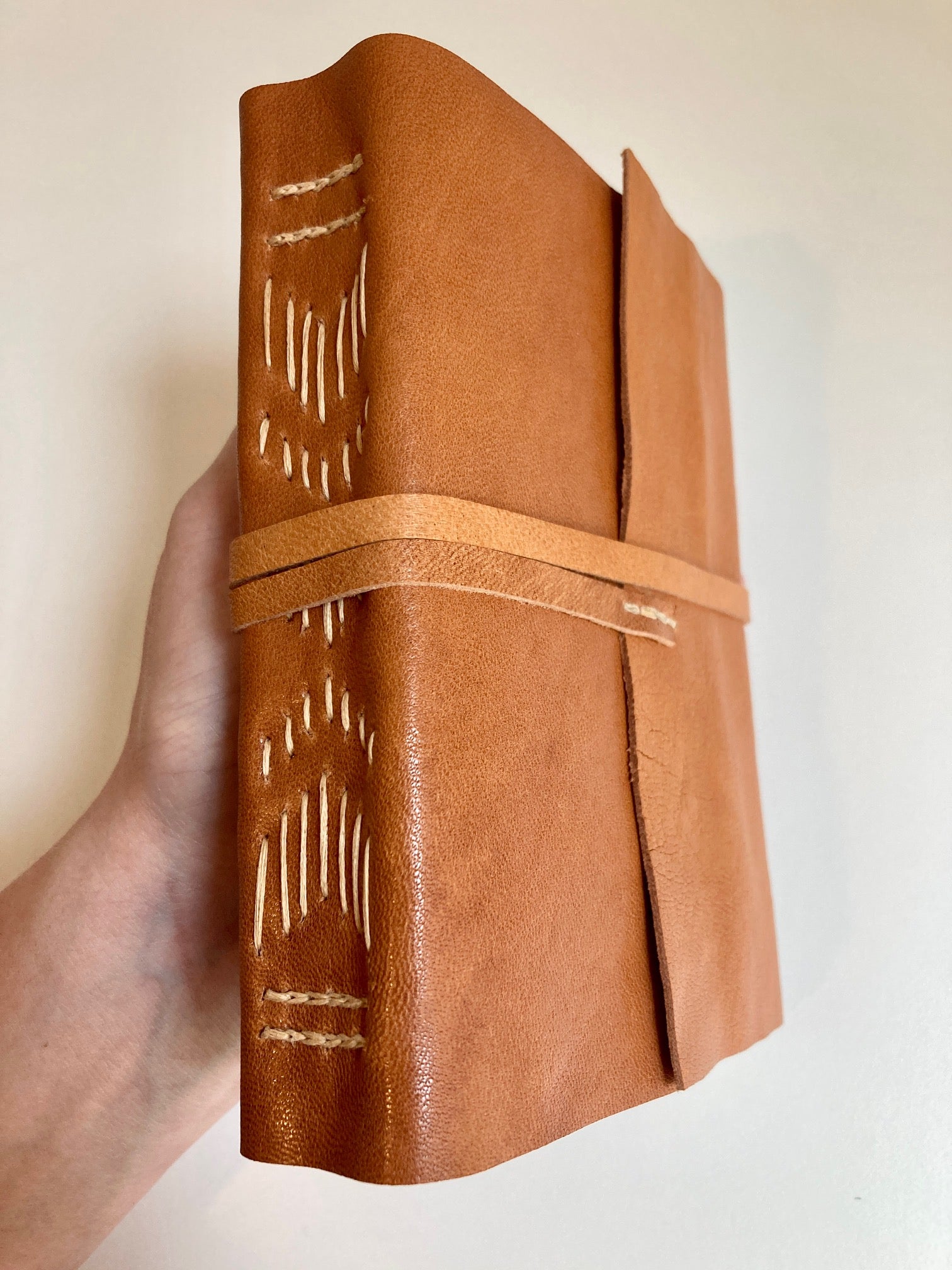 Tan Leather Watercolor Sketchbook Style Thrive Handmade Scrap Leather Journals Handmade in Philadelphia