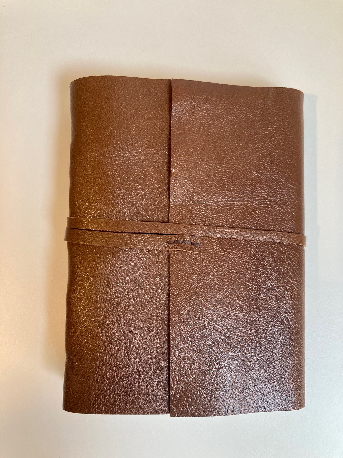 Brown Leather Journal - Diamond Binding Style Thrive Handmade Scrap Leather Journals Handmade in Philadelphia