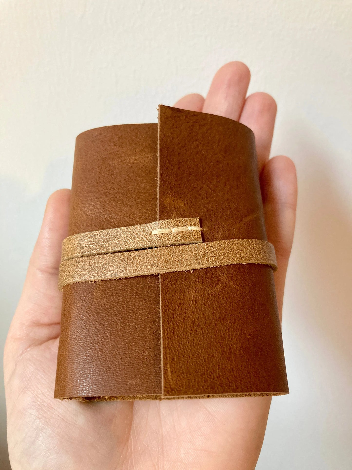Mini Leather Journal - Auburn/Tan Style Thrive Handmade